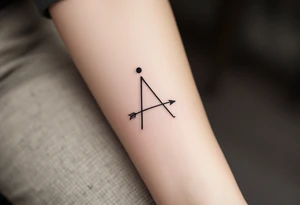 A live with a dot above it, with an flowing arrow around tattoo idea