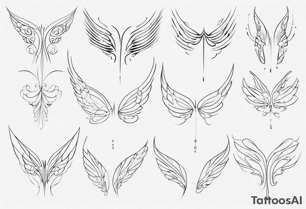 One line fairy wing tattoo idea