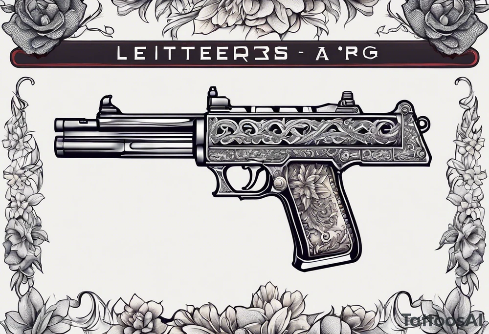 The letters AR with a pistol on each side tattoo idea