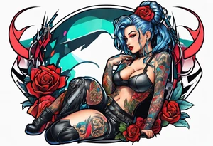 cyberpunk pinup tattoo idea
