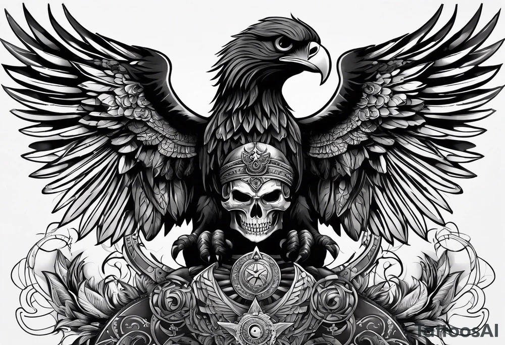 black kali, goddess pirate, alien, pachamama, valkrye, warrior, skull, lotus azul, wing, eagle, zenza resonance, stars, one side chest tattoo idea