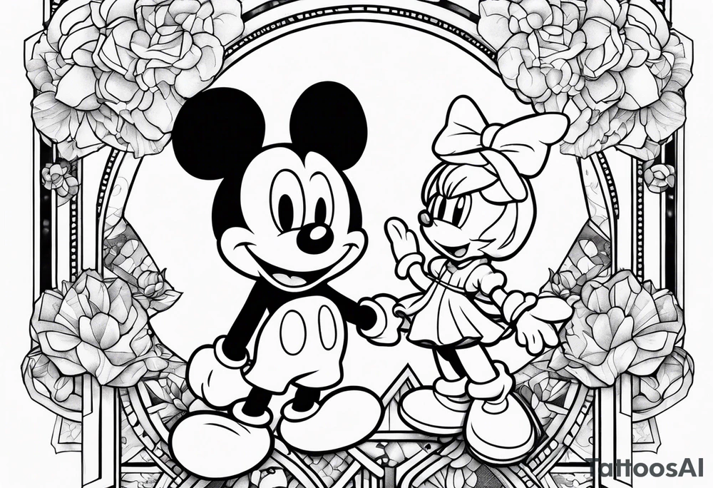 mickey mouse and my melody tattoo idea