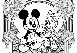 mickey mouse and my melody tattoo idea