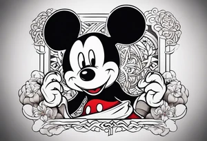 Mickey Mouse but in the form of a gangster tattoo idea