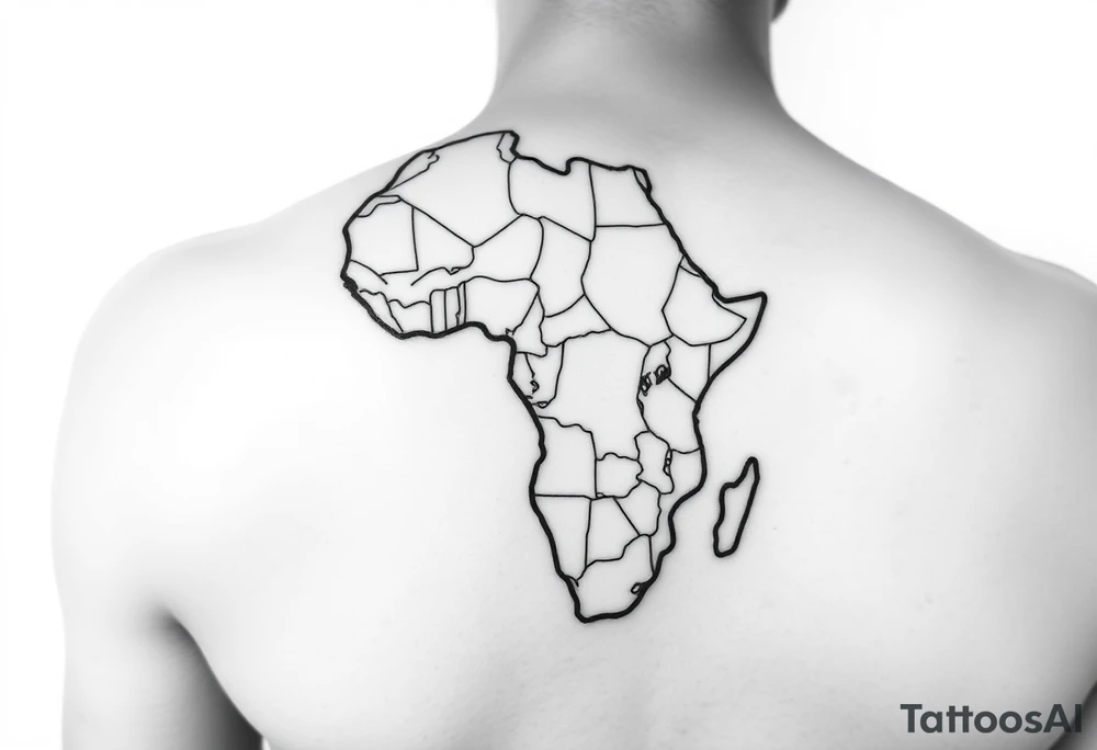 create a shoulder tattoo. I want a map of africa with south sudan outlined tattoo idea