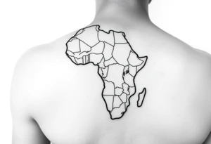 create a shoulder tattoo. I want a map of africa with south sudan outlined tattoo idea