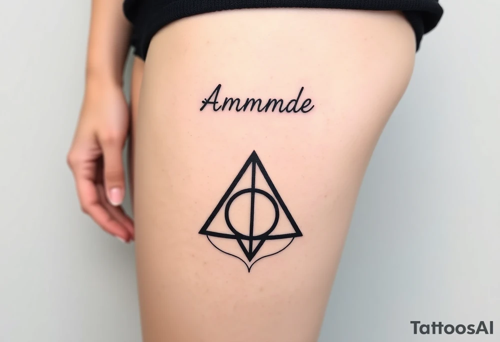 Name Amanda with Harry Potter deathly hallows tattoo idea