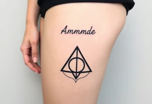 Name Amanda with Harry Potter deathly hallows tattoo idea