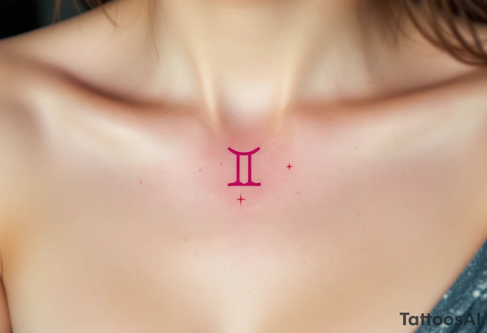 A tiny pink Libra symbol floats above a gradient Libra stars constellation fading from teal to violet. tattoo idea