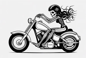 Skeleton pinup doll driving a motorcycle tattoo idea