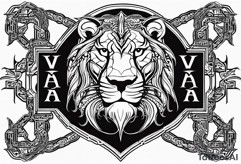Valhalla  dragon  lion chains tattoo idea