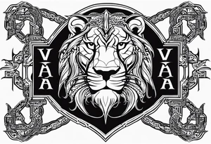 Valhalla  dragon  lion chains tattoo idea