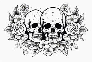 skull and flowers tattoo for full sleeve tattoo idea