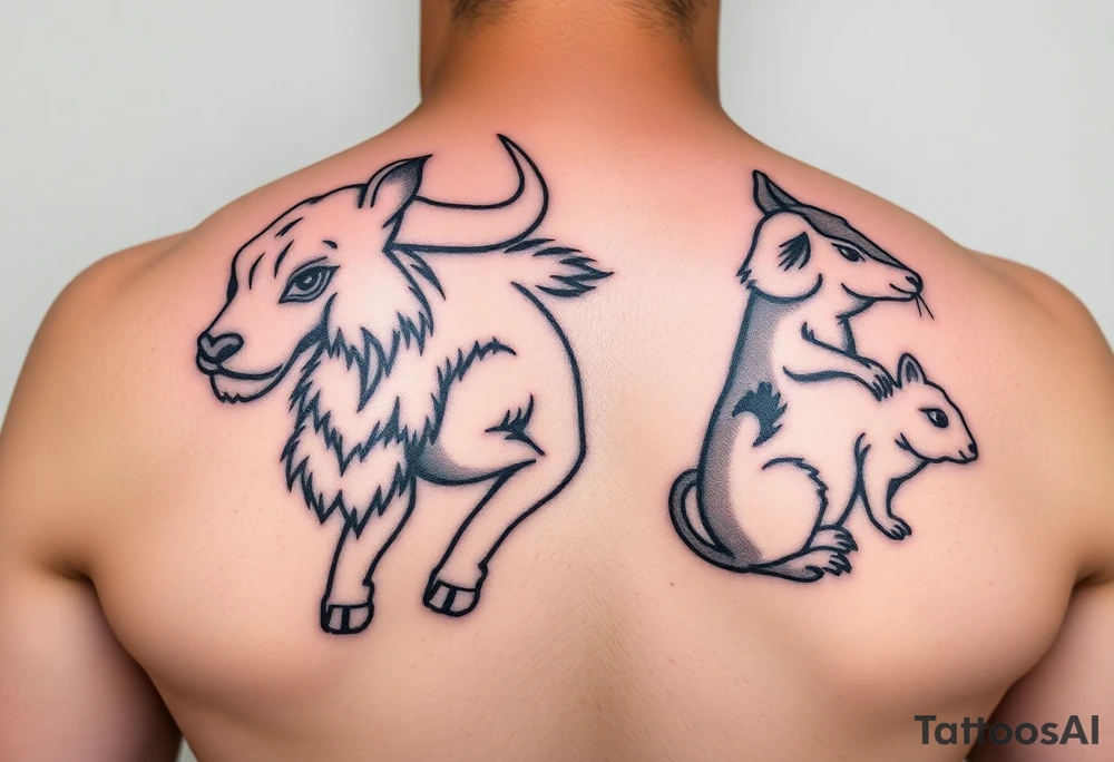 dog in japanese style. ox in Japanese style. Goat in Japanese style. Rat in Japanese style. tattoo idea