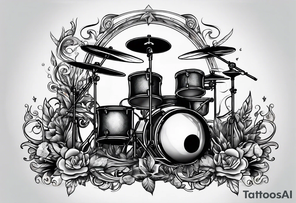 Just 4 fun band with guitar and drums tattoo idea