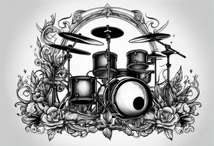 Just 4 fun band with guitar and drums tattoo idea