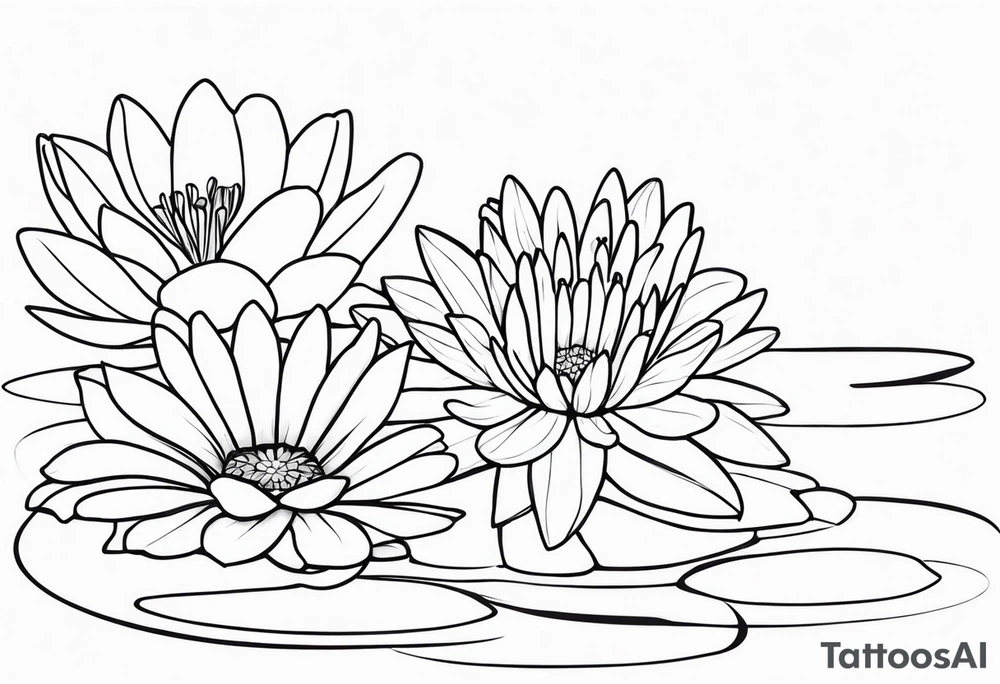 Water Lillie and Daisy minimal tattoo idea
