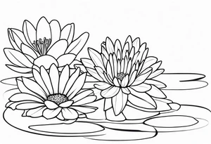 Water Lillie and Daisy minimal tattoo idea