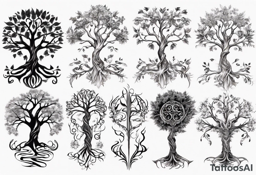 Tree of life long stem tattoo idea