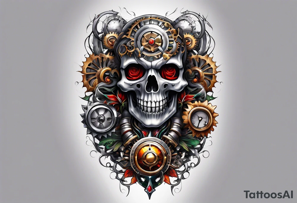 Bio mechanical full sleeve tattoo idea