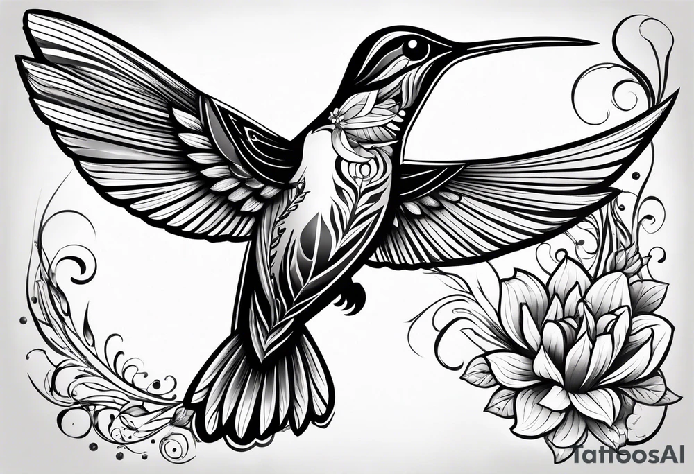 hummingbird simple and elegant small size on triceps tattoo idea