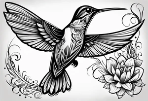 hummingbird simple and elegant small size on triceps tattoo idea