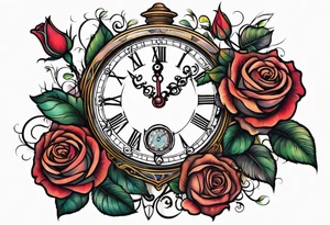 rose, sun light, dove, clock, tattoo idea