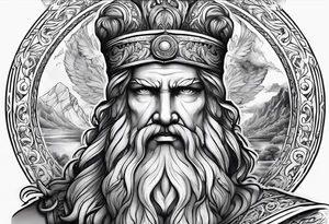 God Zeus with the names Natalie and Cameron tattoo idea