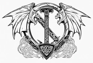Valhalla sword chain barbed wire
 dragon axe Valknut tattoo idea