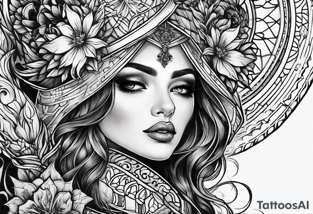 Gothic female style forearm tattoo idea