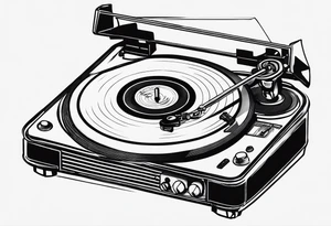 Recordplayer finline art minimalistic oneline throwup tattoo idea
