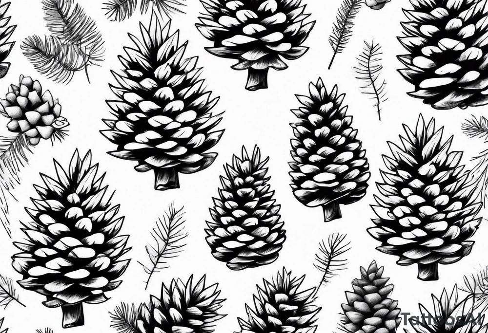 Pine trees on a pine cone tattoo idea