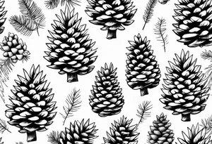 Pine trees on a pine cone tattoo idea