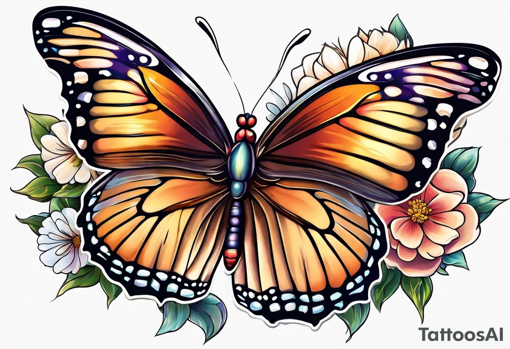 Butterfly on a flower tattoo idea