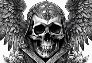 angel of death killing skull by his sword tattoo idea