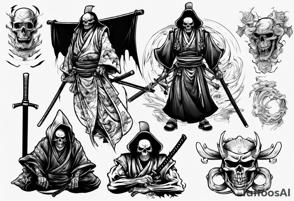 samurai who is also a grim reaper tattoo idea
