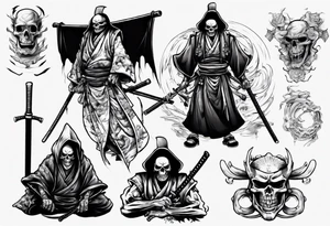 samurai who is also a grim reaper tattoo idea