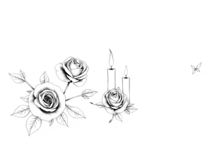Passed love one, two roses, two candles, blue, hearts tattoo idea