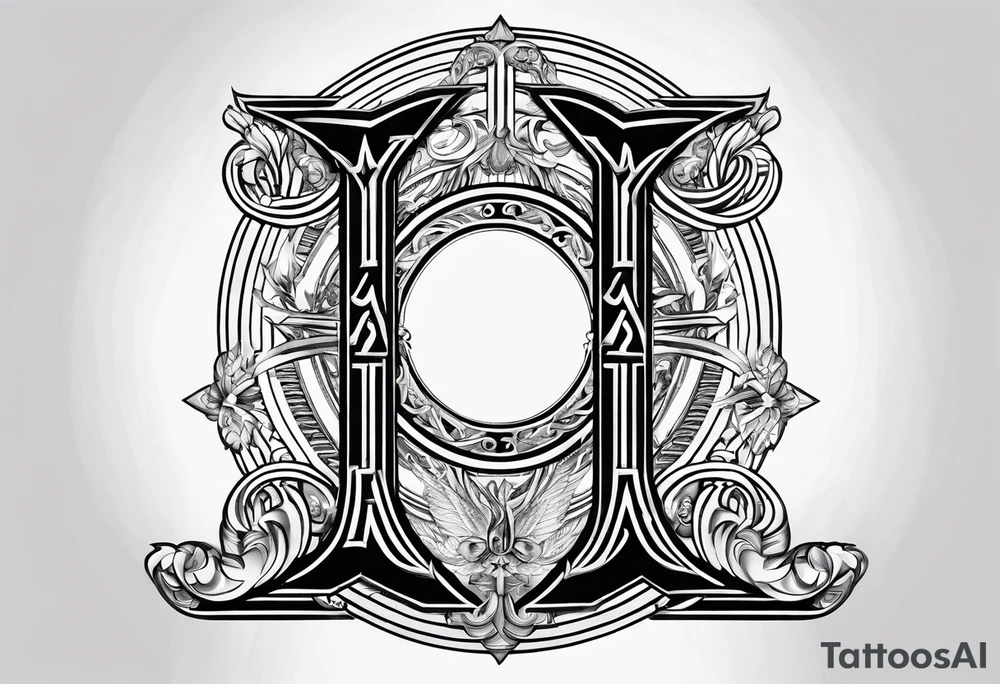 Greek Capital Letter Omega symbol black magic style tattoo idea