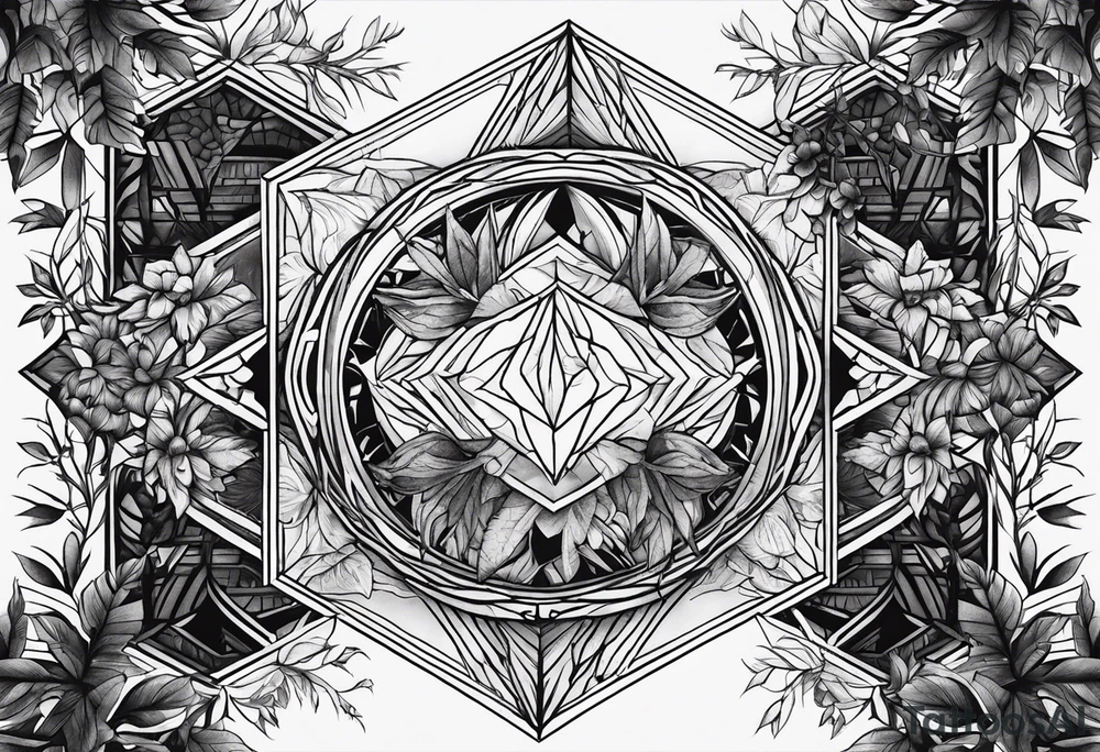 geometric dense vegetation tattoo idea