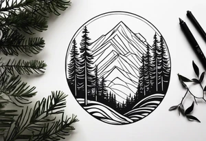 Text forming pine forest tattoo idea