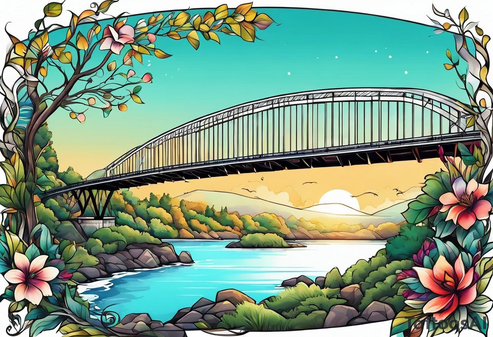 view from under cantilever bridge tattoo idea