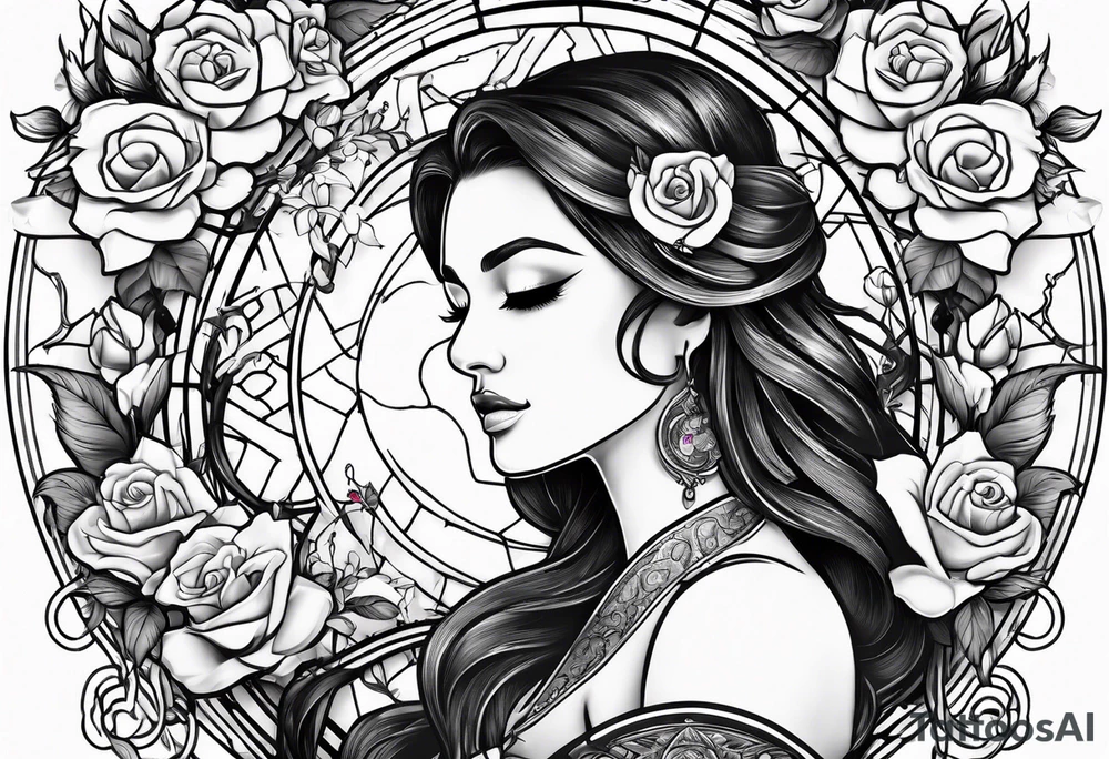 sagittarius, love and happiness and with roses tattoo idea