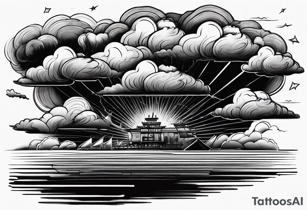 Heavy dark storm clouds tattoo idea