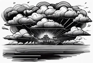 Heavy dark storm clouds tattoo idea