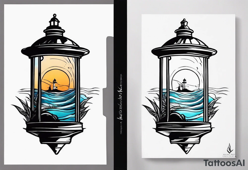 Farol no oceano em mar bravo tattoo idea