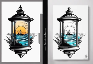 Farol no oceano em mar bravo tattoo idea