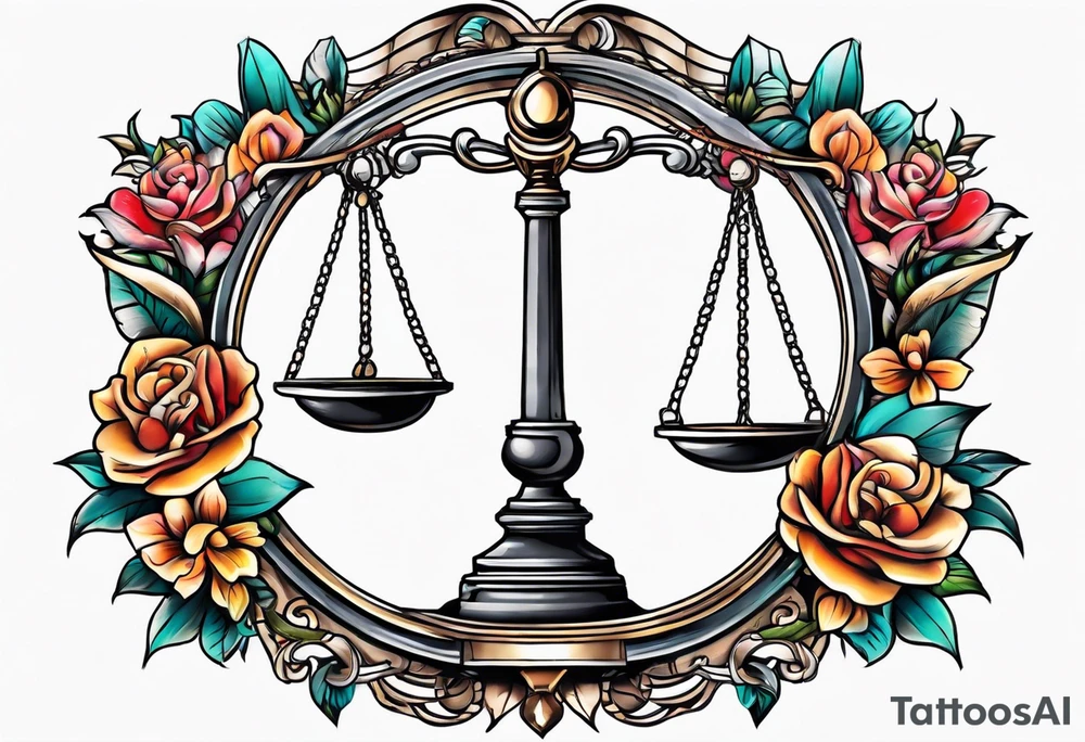 Themis with scales in hands tattoo idea