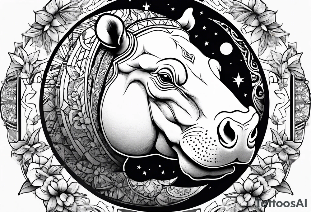 Hippo, flowers, moon, interstella,
fine lines, tribal, geometric tattoo idea Hippo, flowers, moon, interstella,
fine lines, tribal, geometric tattoo idea