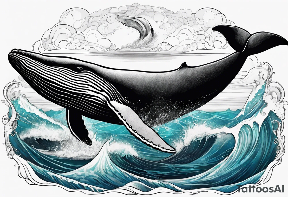 Humpback whale tail sticking out of ocean tattoo idea